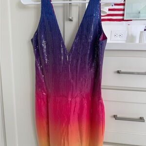Sequin Gradient Mini Dress - Pink, Purple, Yellow